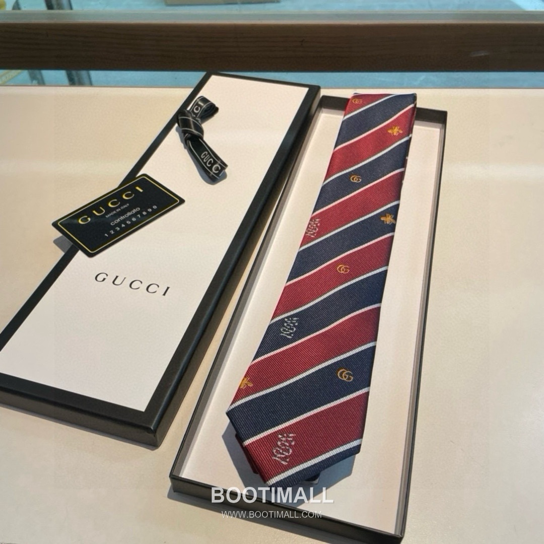 Gucci Bee Jacquard Tie Silk Black 구찌 비 자카드 넥타이 실크 블랙 2