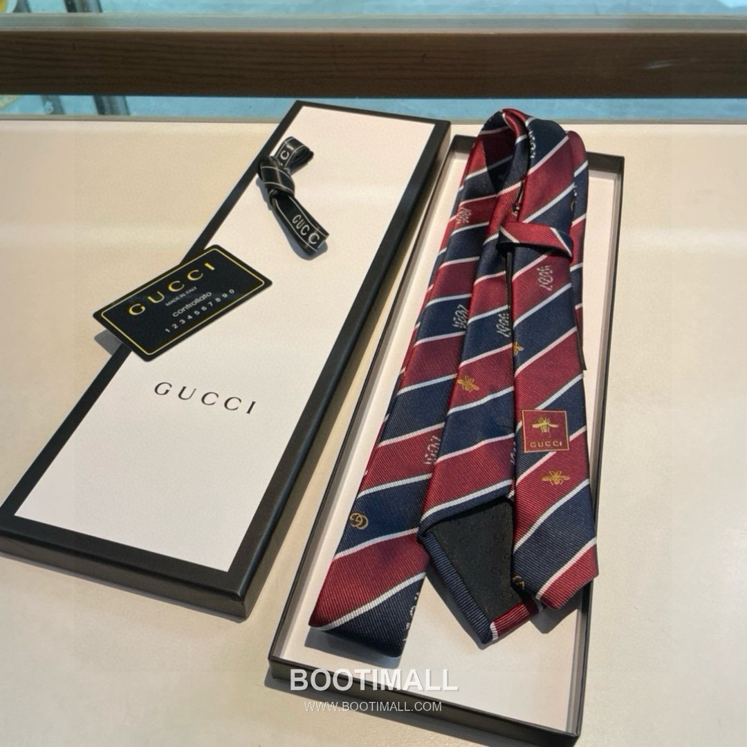 Gucci Bee Jacquard Tie Silk Black 구찌 비 자카드 넥타이 실크 블랙 3