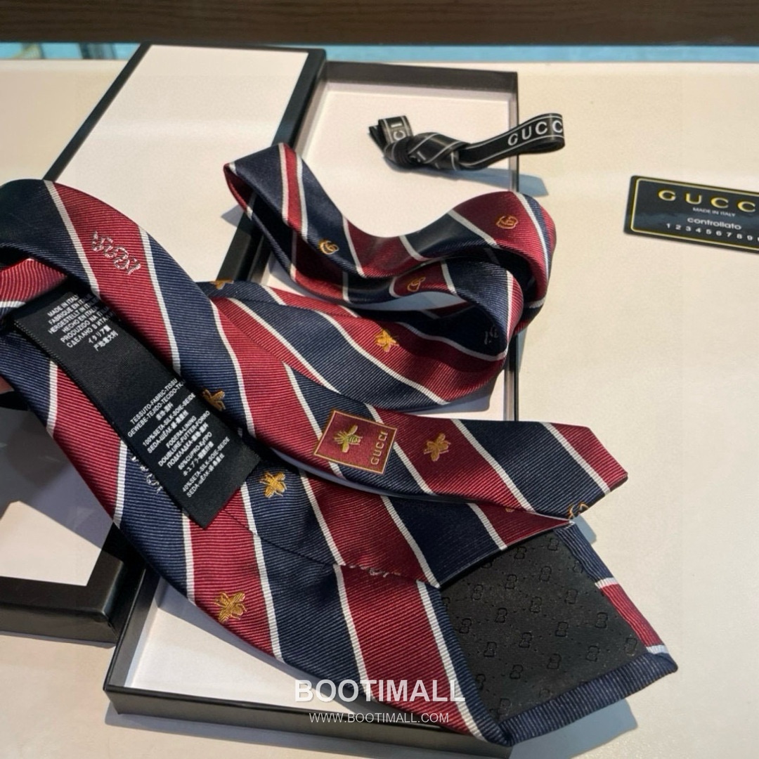 Gucci Bee Jacquard Tie Silk Black 구찌 비 자카드 넥타이 실크 블랙 5