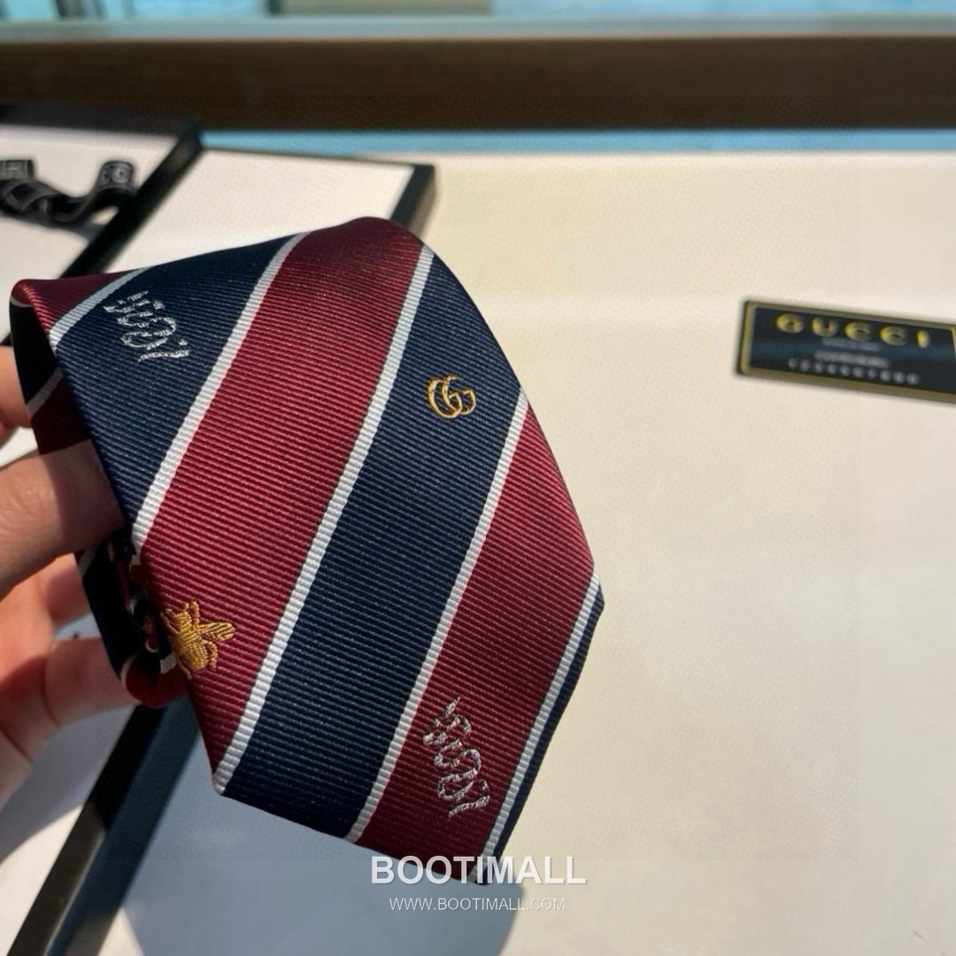 Gucci Bee Jacquard Tie Silk Black 구찌 비 자카드 넥타이 실크 블랙 6