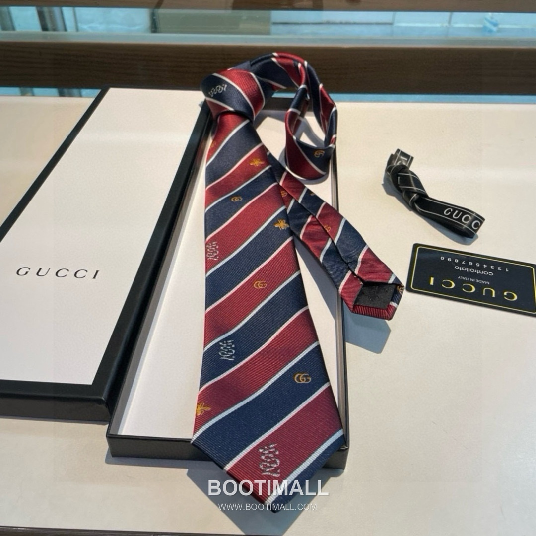 Gucci Bee Jacquard Tie Silk Black 구찌 비 자카드 넥타이 실크 블랙 8