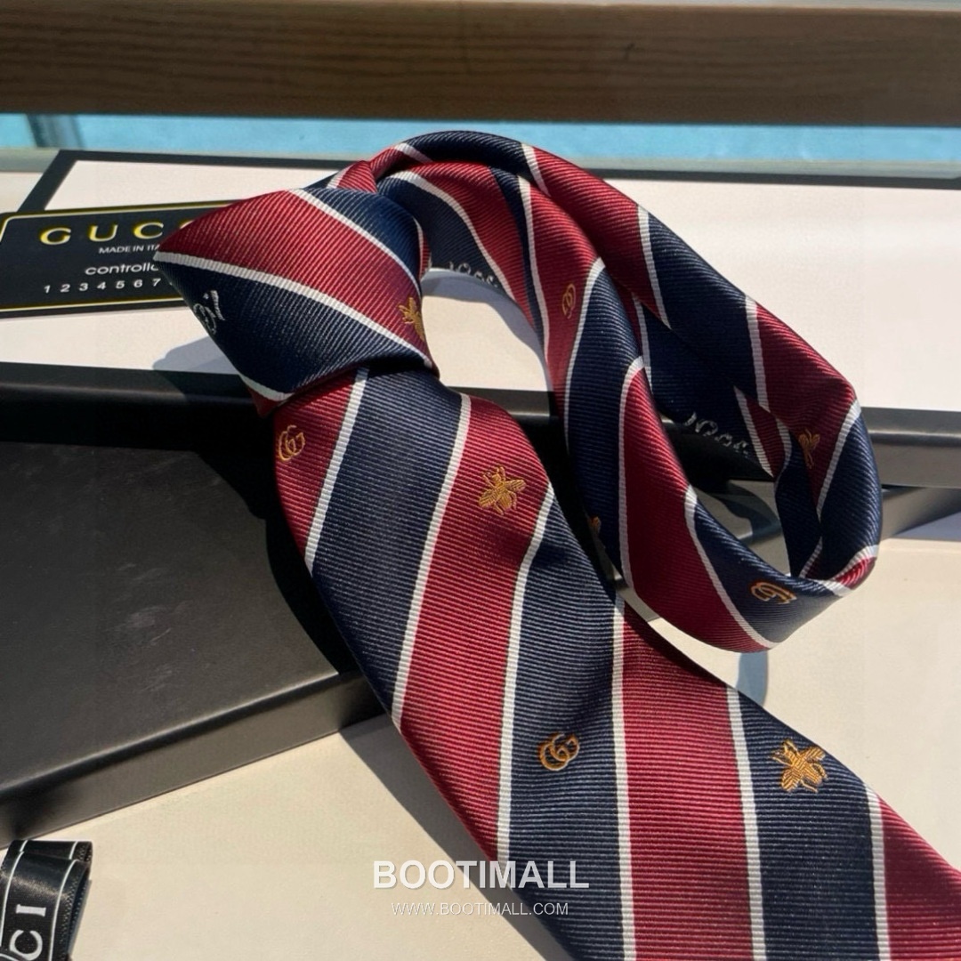 Gucci Bee Jacquard Tie Silk Black 구찌 비 자카드 넥타이 실크 블랙 9
