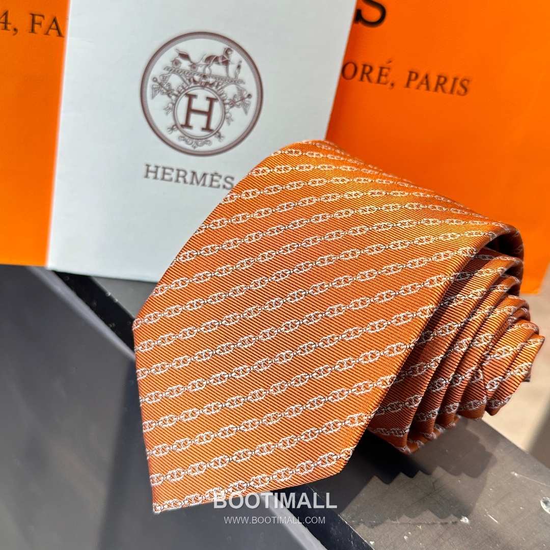 Hermes Anchor Sail Tie Silk Black 에르메스 앵커 세일 넥타이 실크 블랙 7