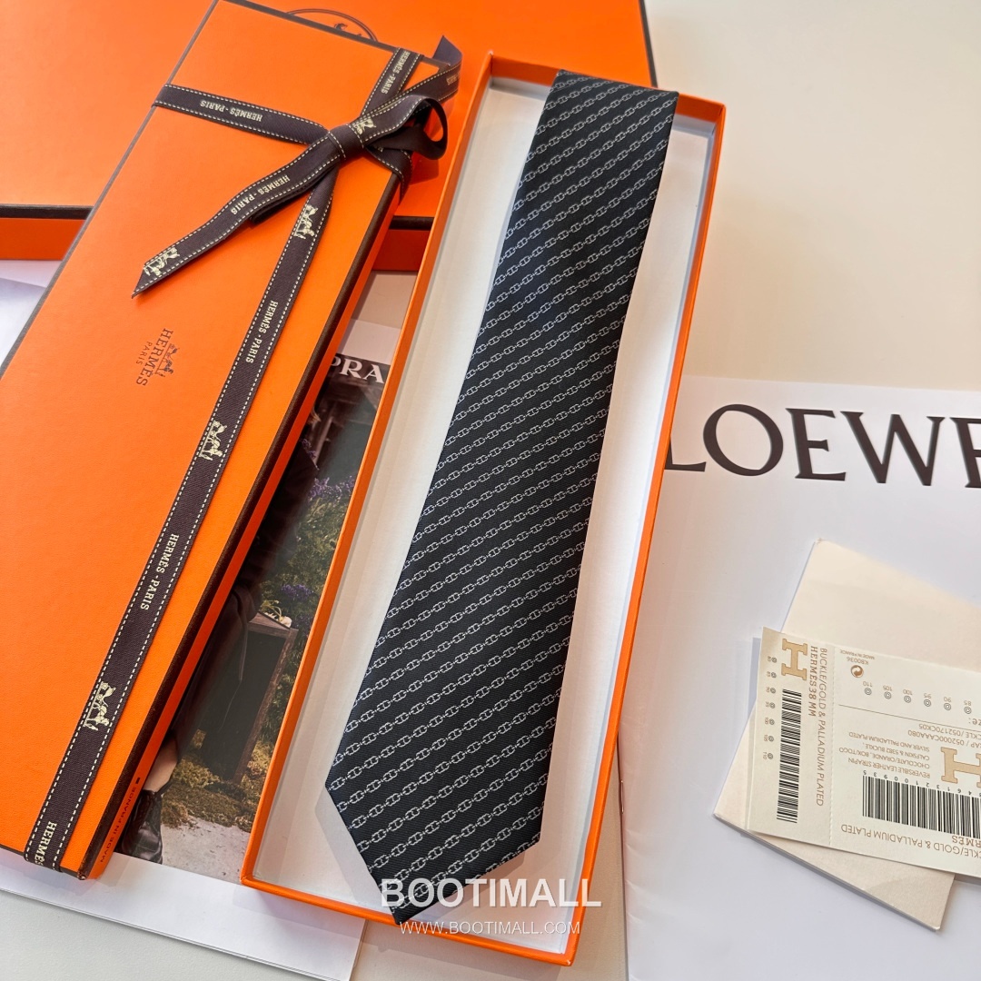 Hermes Anchor Sail Tie Silk Black 에르메스 앵커 세일 넥타이 실크 블랙 2