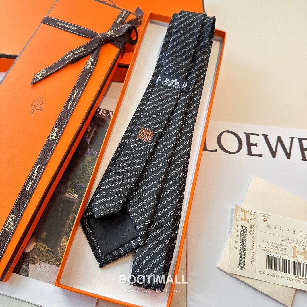 Hermes Anchor Sail Tie Silk Black 에르메스 앵커 세일 넥타이 실크 블랙 3