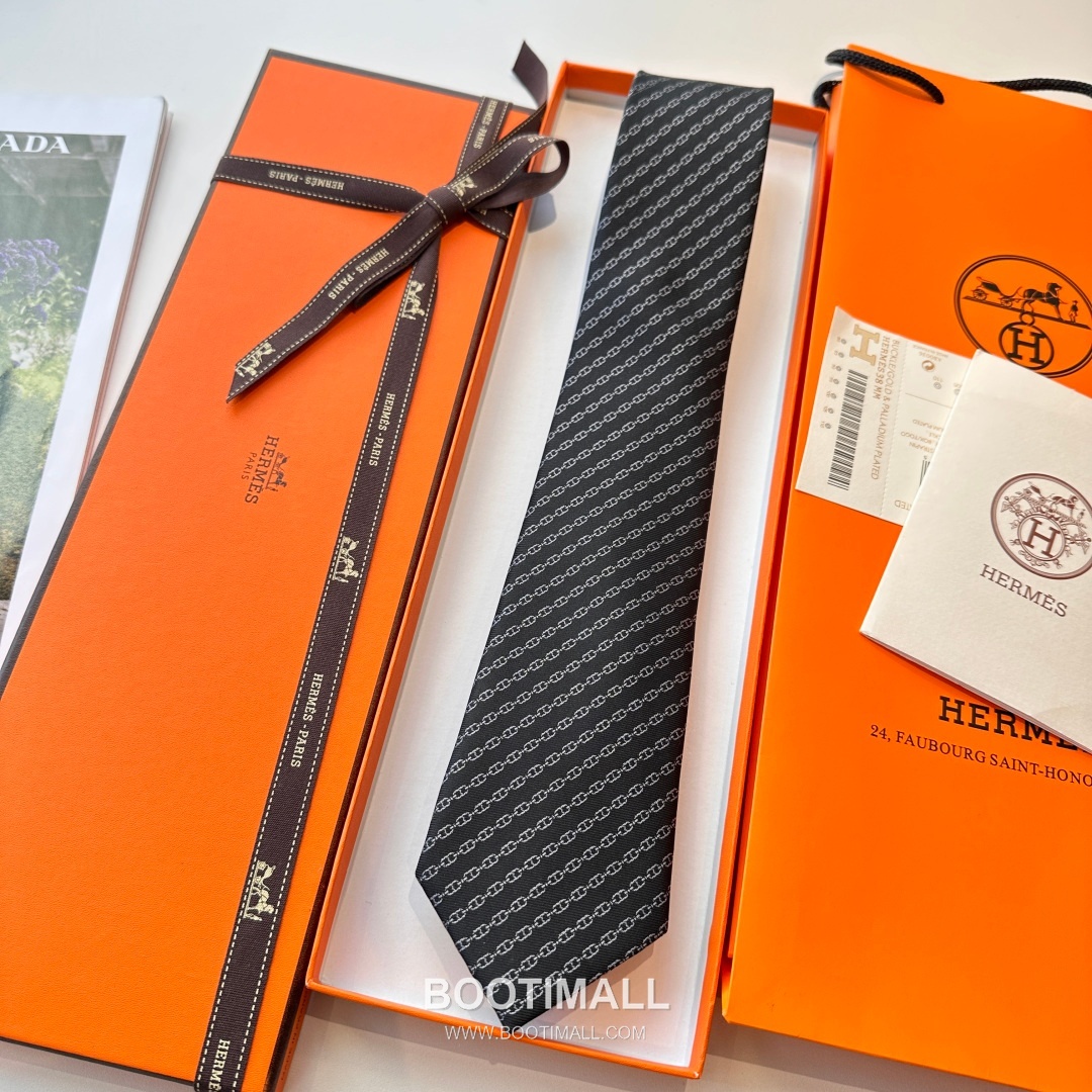 Hermes Anchor Sail Tie Silk Black 에르메스 앵커 세일 넥타이 실크 블랙 4