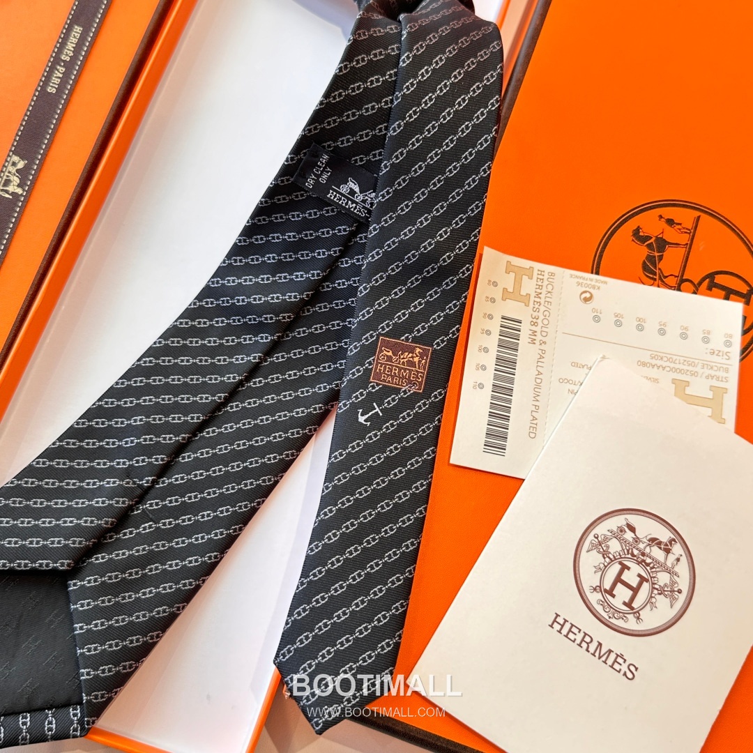 Hermes Anchor Sail Tie Silk Black 에르메스 앵커 세일 넥타이 실크 블랙 9