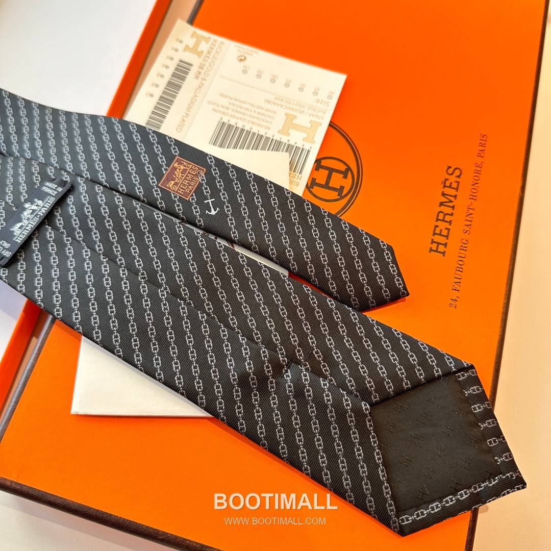 Hermes Anchor Sail Tie Silk Black 에르메스 앵커 세일 넥타이 실크 블랙 11