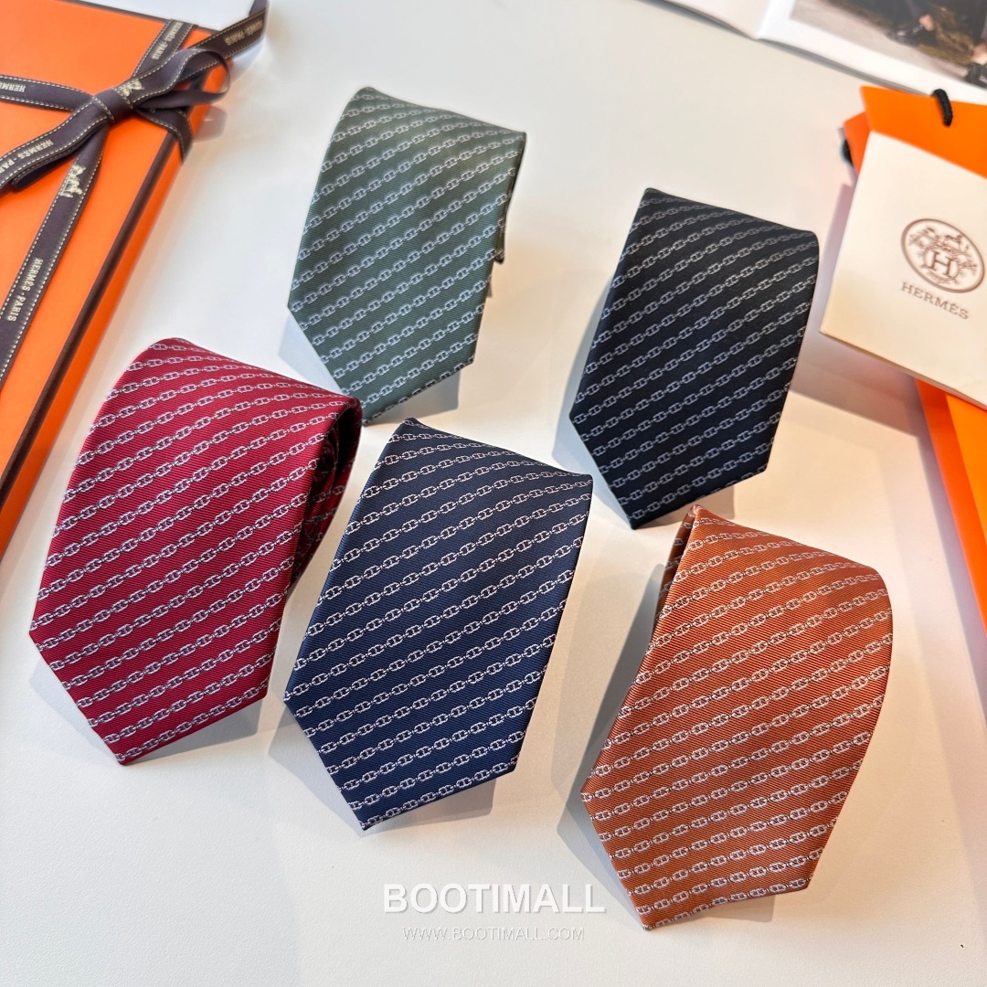 Hermes Anchor Sail Tie Silk Black 에르메스 앵커 세일 넥타이 실크 블랙 2