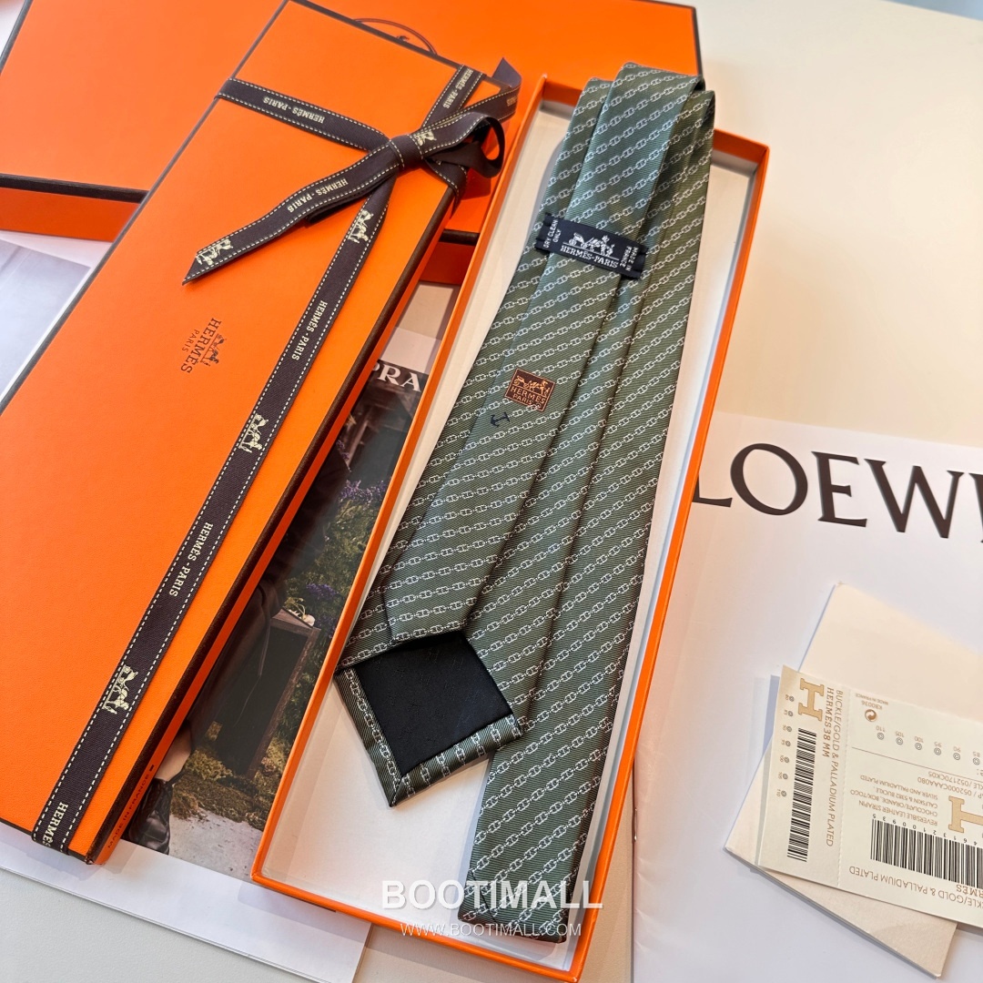 Hermes Anchor Sail Tie Silk Black 에르메스 앵커 세일 넥타이 실크 블랙 4