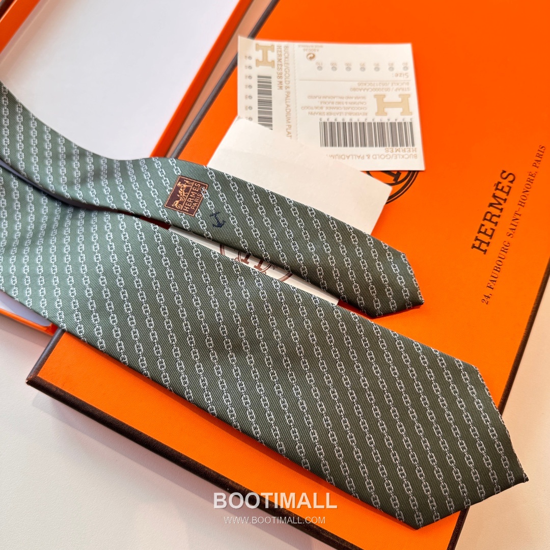 Hermes Anchor Sail Tie Silk Black 에르메스 앵커 세일 넥타이 실크 블랙 9