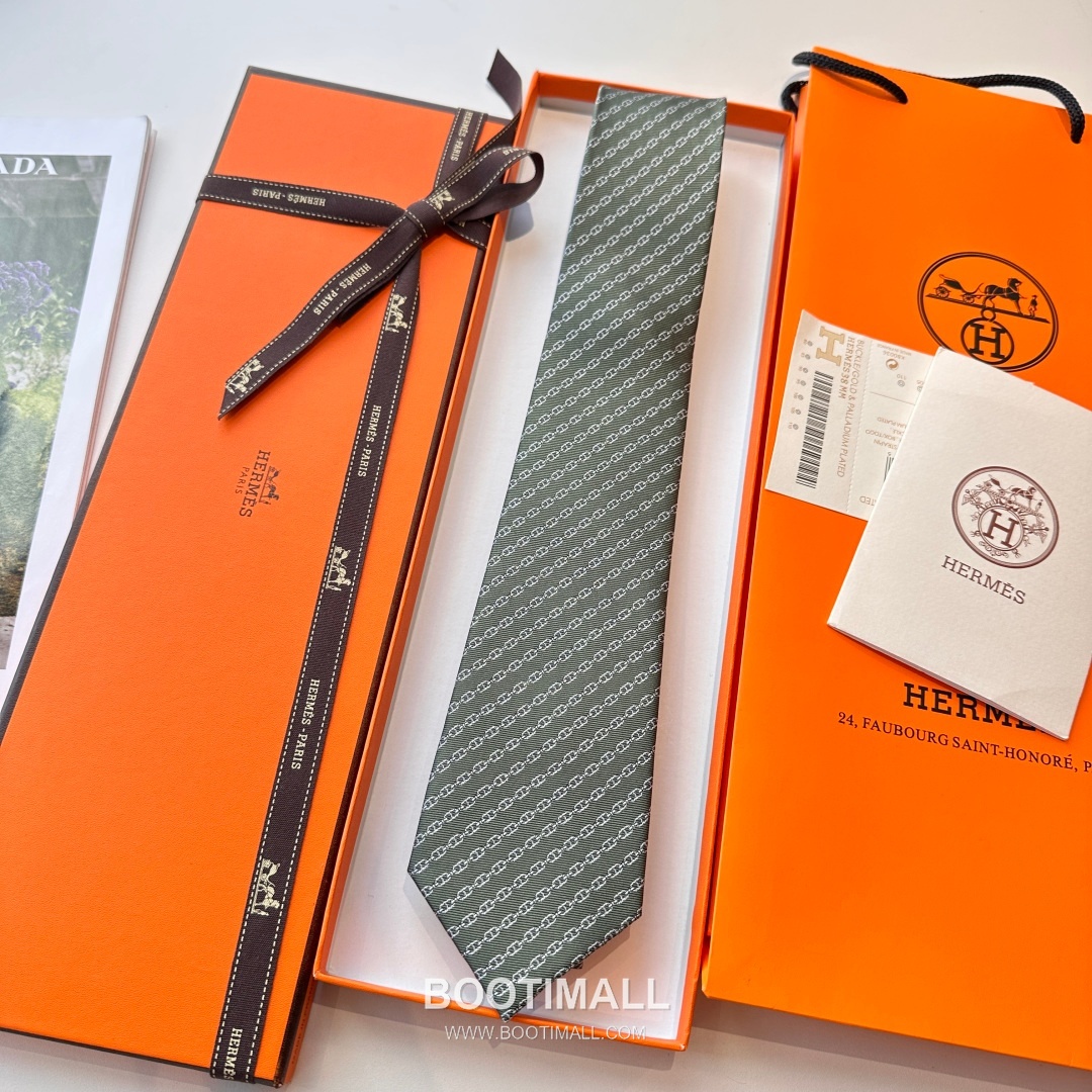 Hermes Anchor Sail Tie Silk Black 에르메스 앵커 세일 넥타이 실크 블랙 11