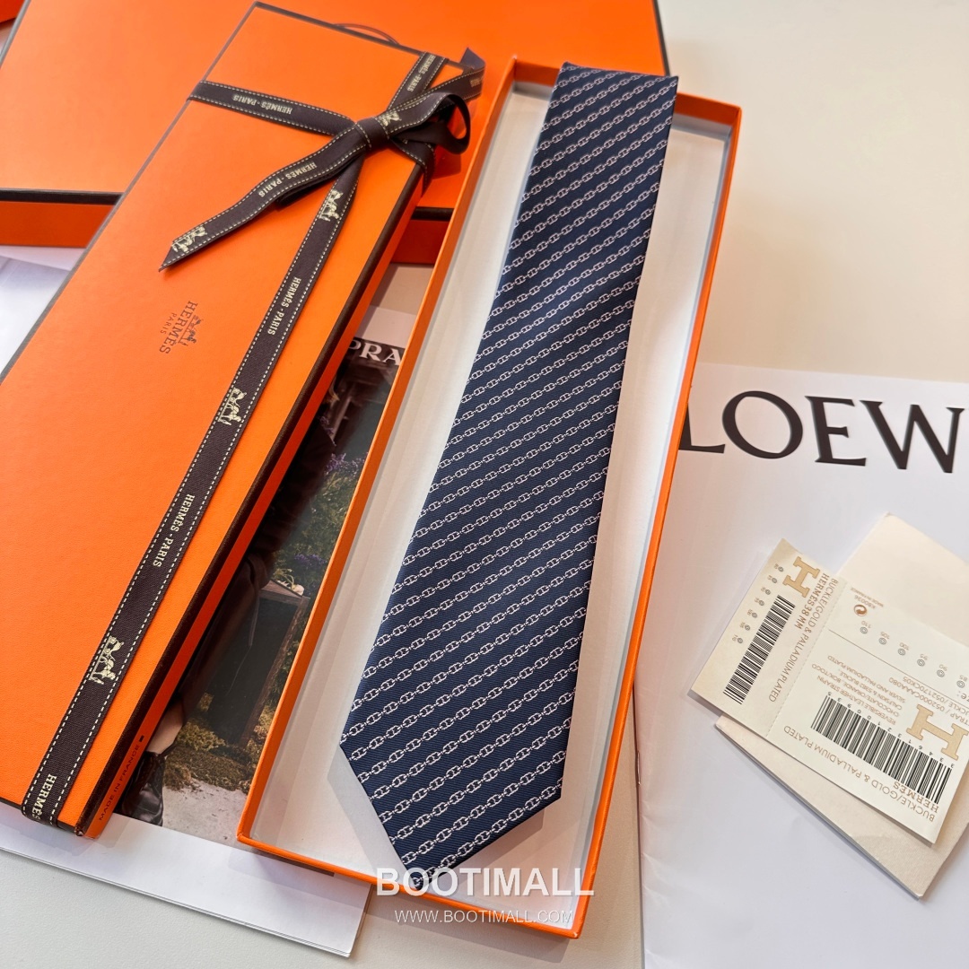 Hermes Anchor Sail Tie Silk Black 에르메스 앵커 세일 넥타이 실크 블랙 3