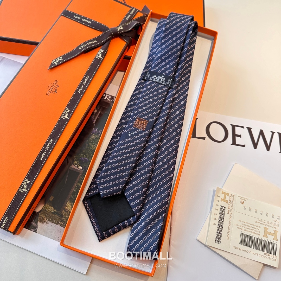 Hermes Anchor Sail Tie Silk Black 에르메스 앵커 세일 넥타이 실크 블랙 4