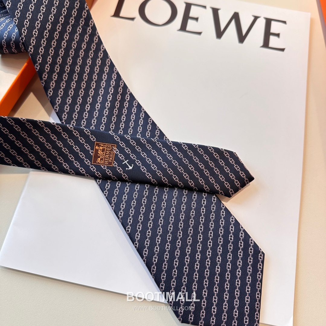 Hermes Anchor Sail Tie Silk Black 에르메스 앵커 세일 넥타이 실크 블랙 8