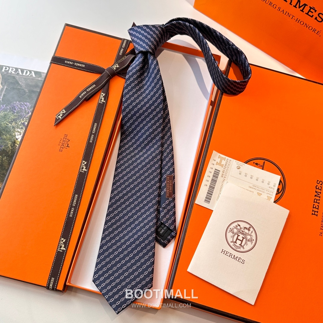 Hermes Anchor Sail Tie Silk Black 에르메스 앵커 세일 넥타이 실크 블랙 11