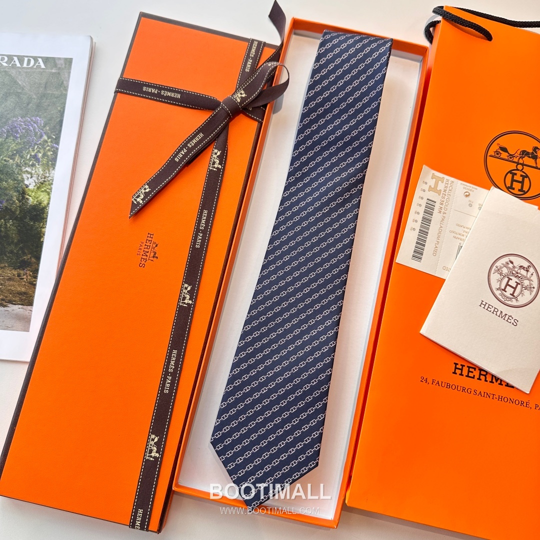 Hermes Anchor Sail Tie Silk Black 에르메스 앵커 세일 넥타이 실크 블랙 12