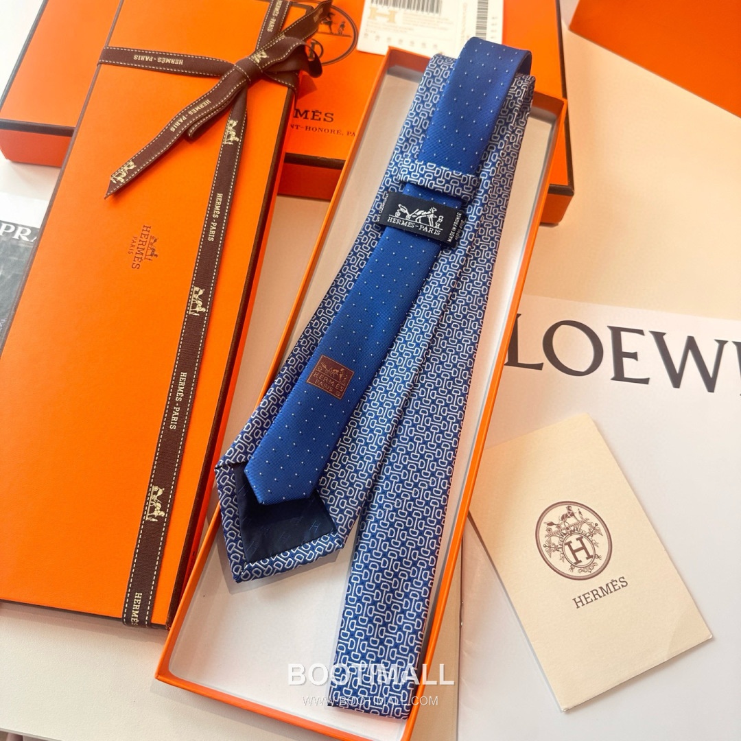 Hermes Men's Tie Silk Twill Black 에르메스 남성 넥타이 실크 트윌 블랙 3