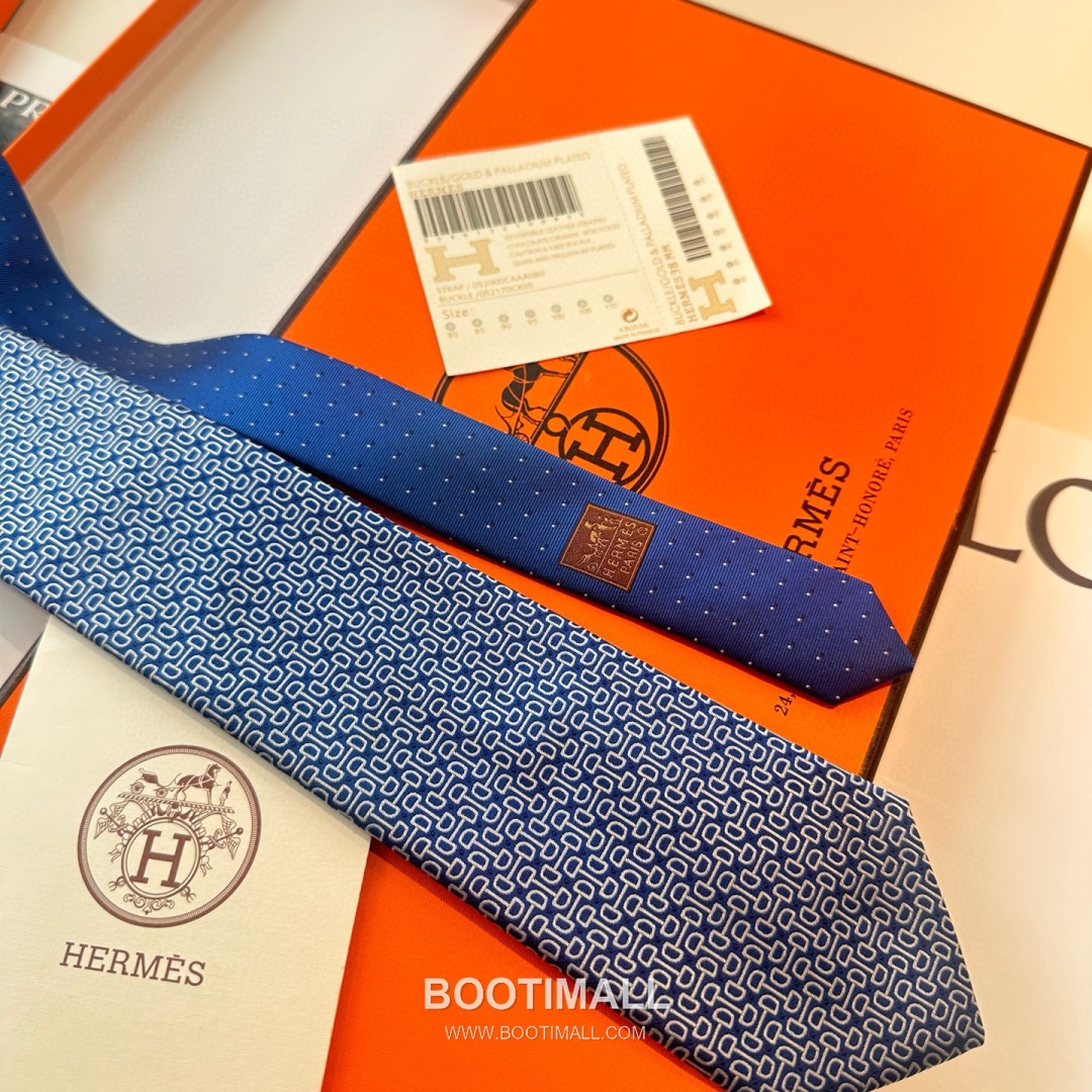 Hermes Men's Tie Silk Twill Black 에르메스 남성 넥타이 실크 트윌 블랙 4