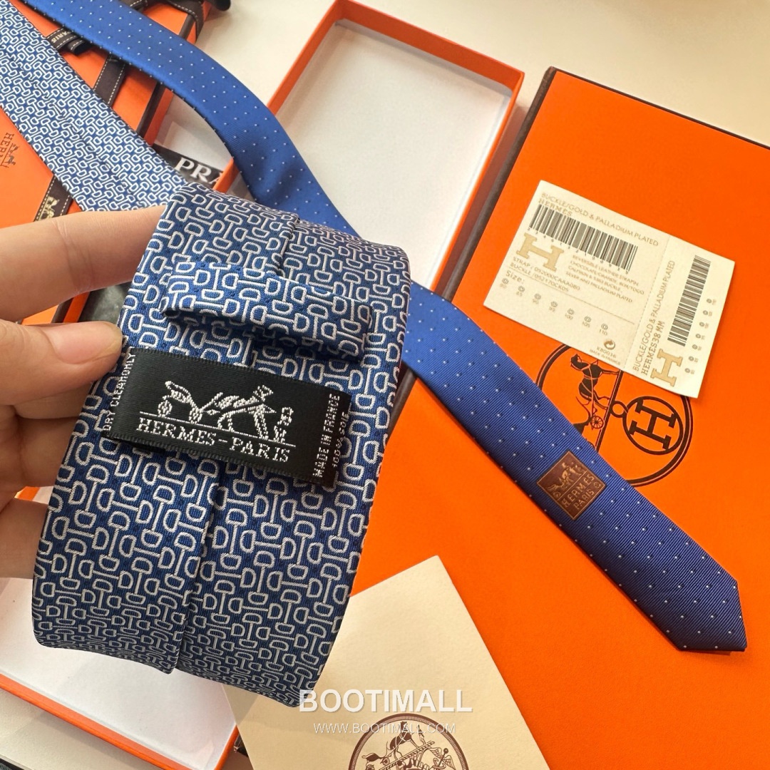 Hermes Men's Tie Silk Twill Black 에르메스 남성 넥타이 실크 트윌 블랙 5