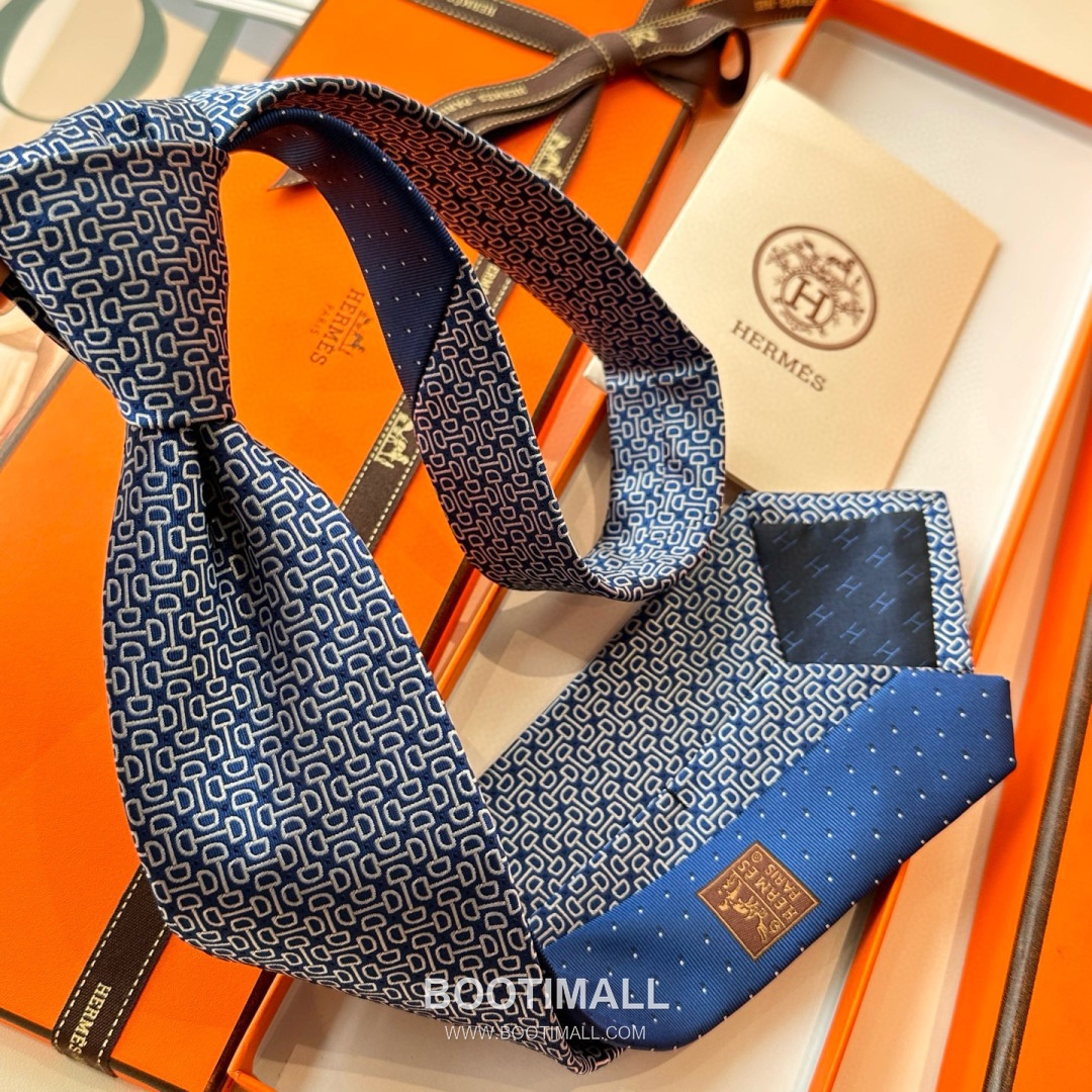 Hermes Men's Tie Silk Twill Black 에르메스 남성 넥타이 실크 트윌 블랙 11