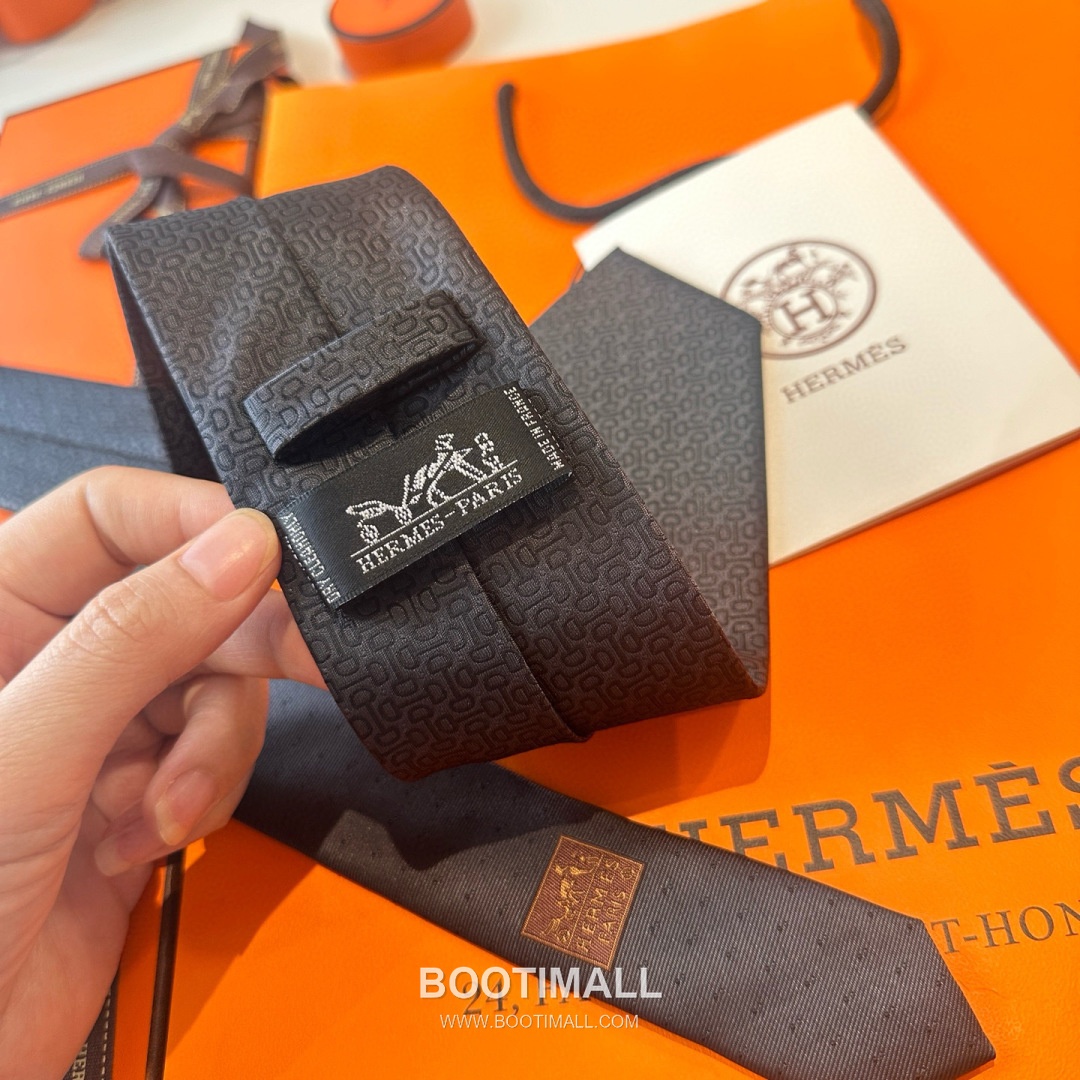 Hermes Men's Tie Silk Twill Black 에르메스 남성 넥타이 실크 트윌 블랙 5