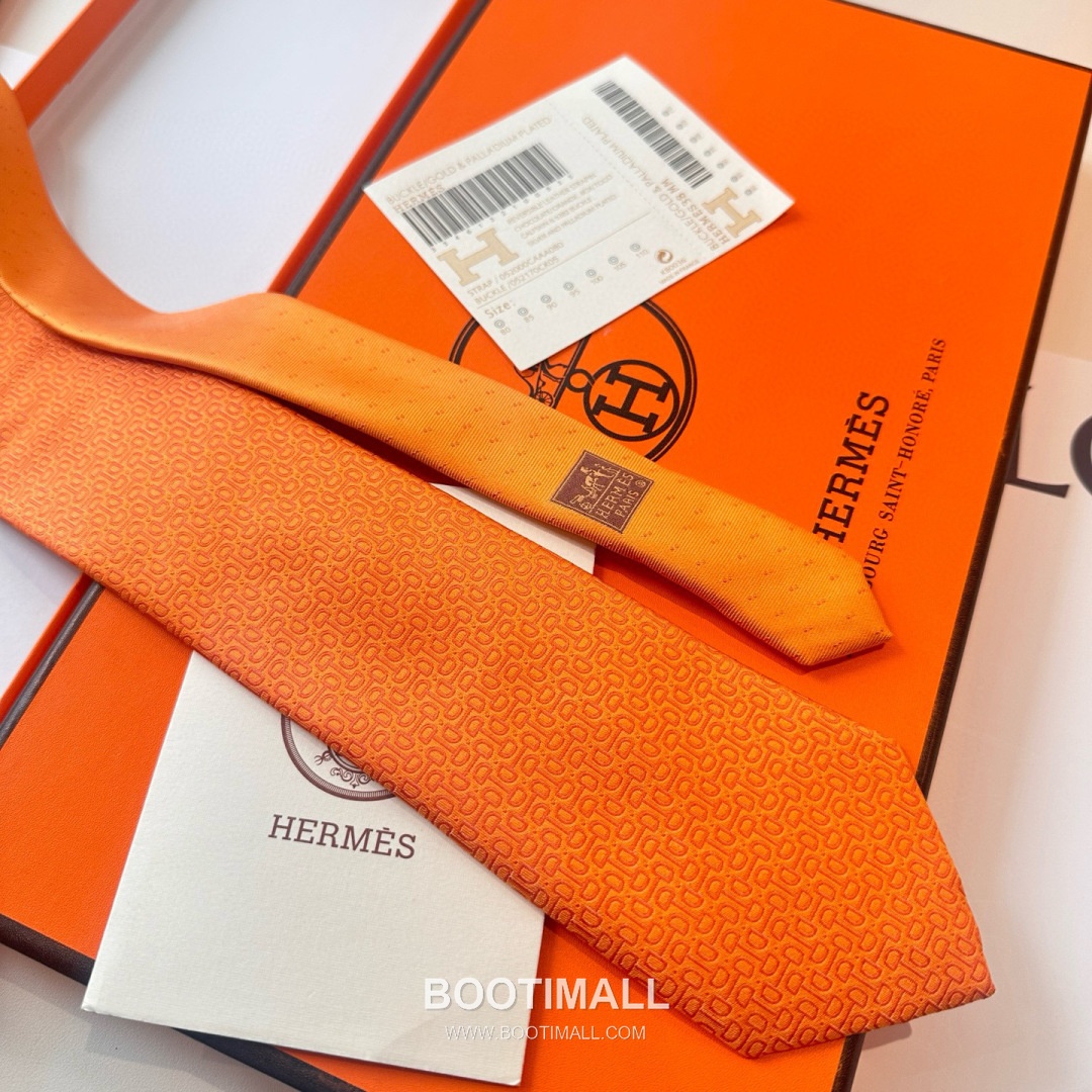 Hermes Men's Tie Silk Twill Black 에르메스 남성 넥타이 실크 트윌 블랙 4