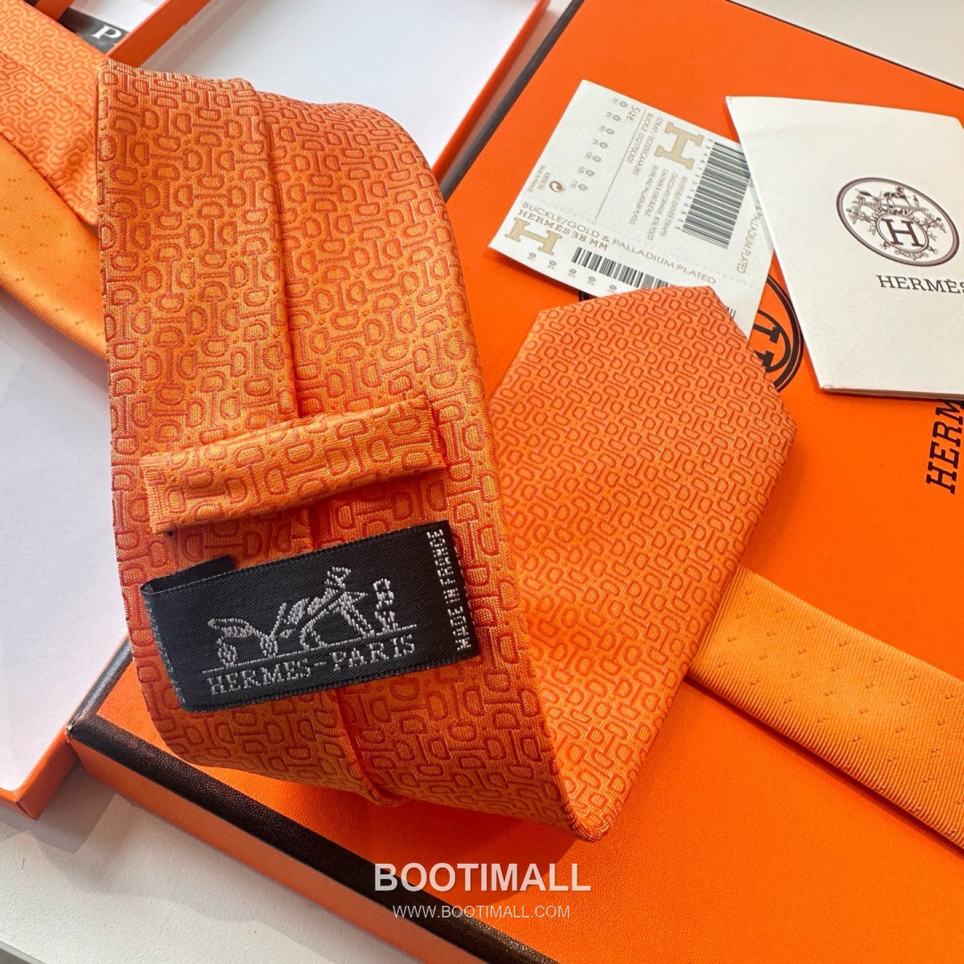 Hermes Men's Tie Silk Twill Black 에르메스 남성 넥타이 실크 트윌 블랙 5