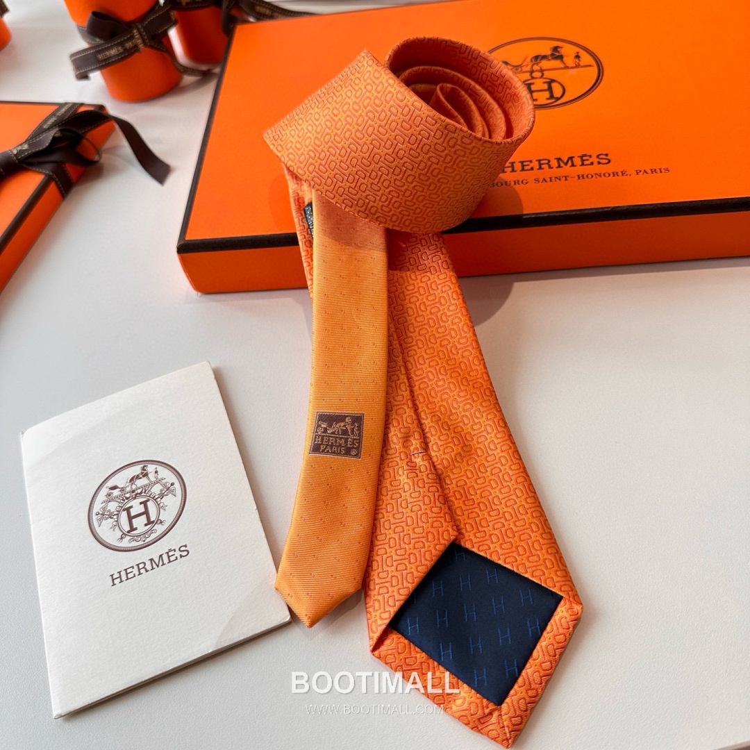 Hermes Men's Tie Silk Twill Black 에르메스 남성 넥타이 실크 트윌 블랙 7