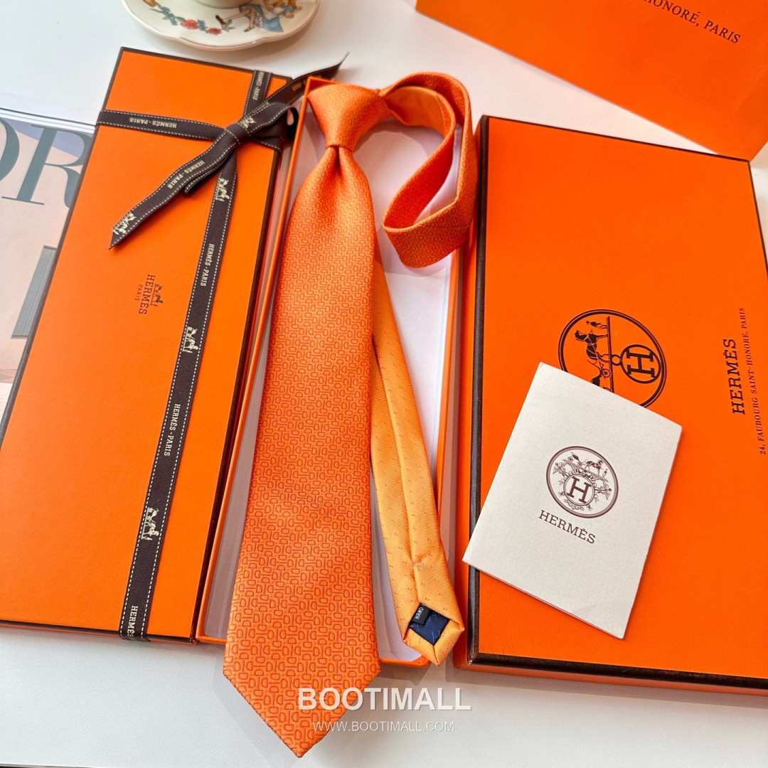 Hermes Men's Tie Silk Twill Black 에르메스 남성 넥타이 실크 트윌 블랙 8