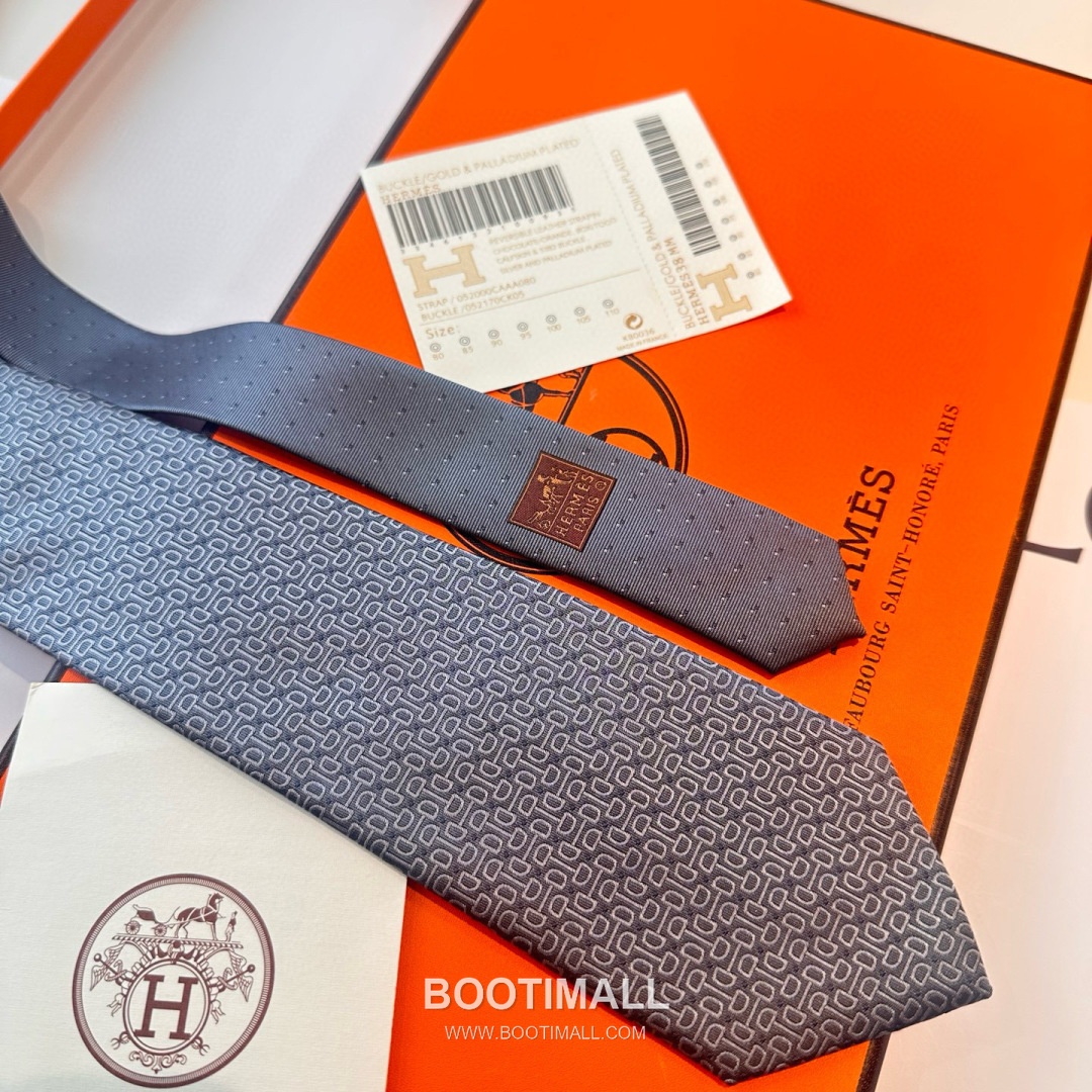 Hermes Men's Tie Silk Twill Black 에르메스 남성 넥타이 실크 트윌 블랙 4