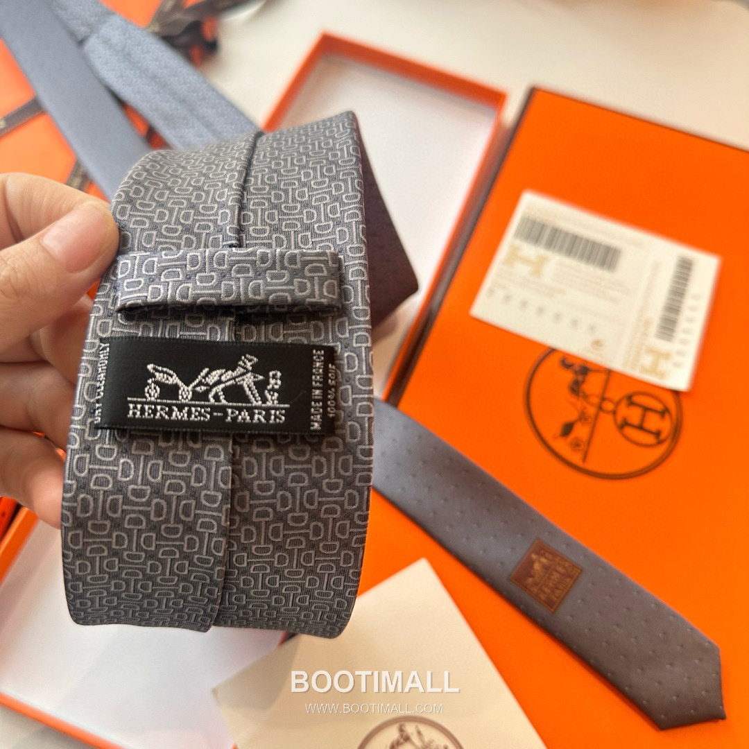 Hermes Men's Tie Silk Twill Black 에르메스 남성 넥타이 실크 트윌 블랙 5