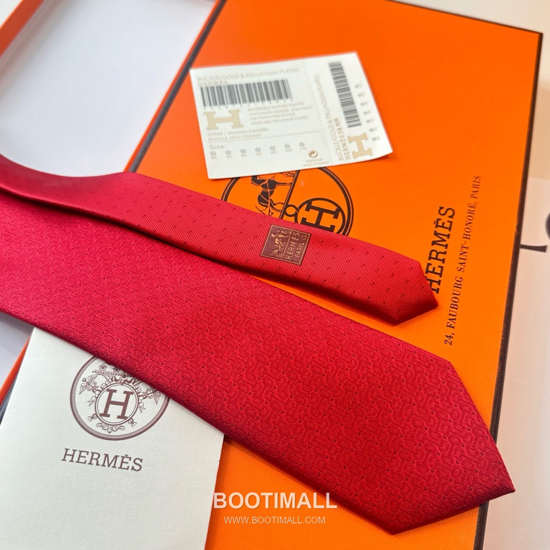 Hermes Men's Tie Silk Twill Black 에르메스 남성 넥타이 실크 트윌 블랙 4
