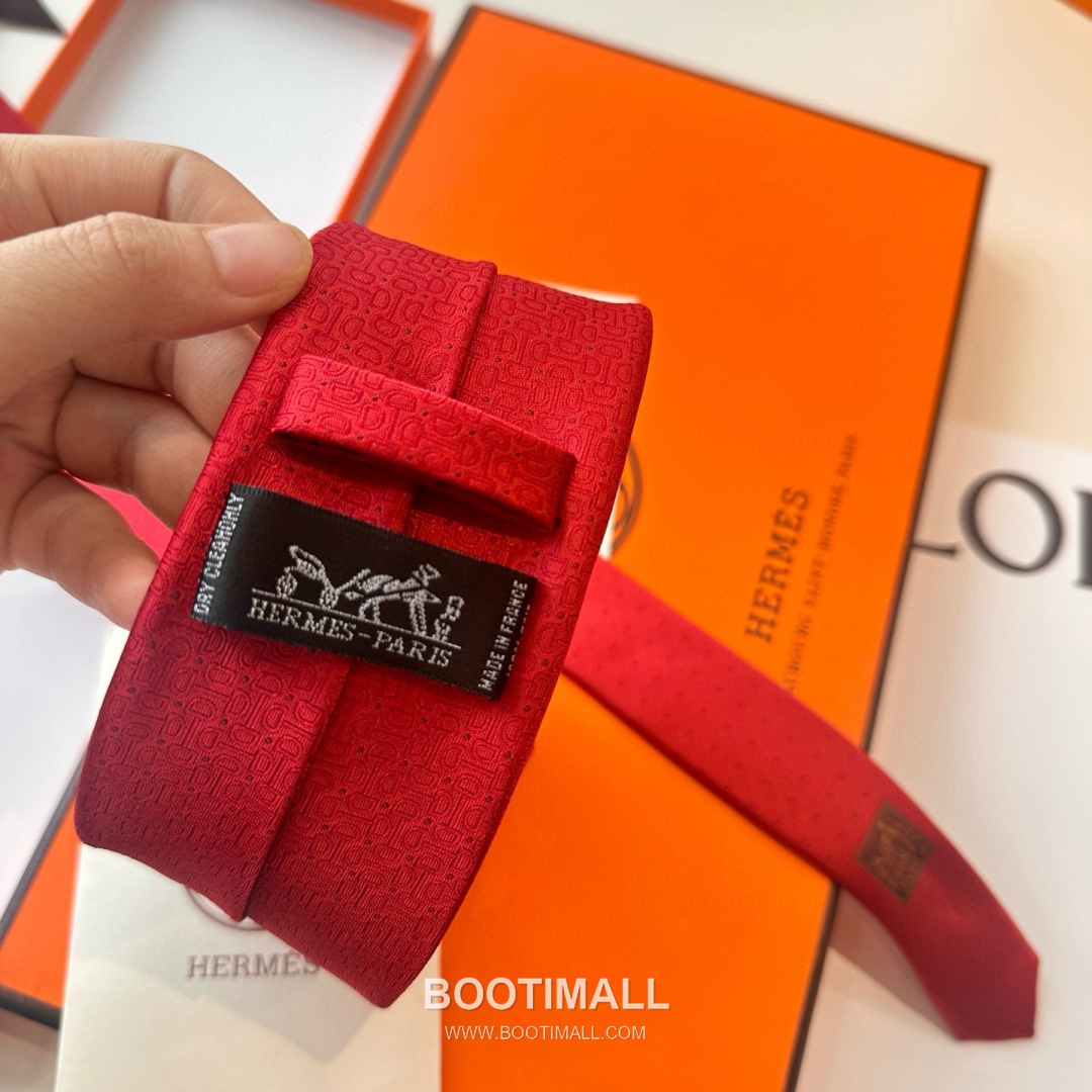 Hermes Men's Tie Silk Twill Black 에르메스 남성 넥타이 실크 트윌 블랙 5