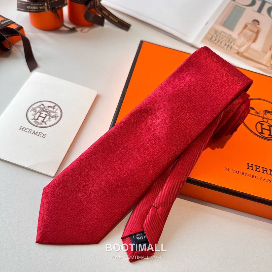 Hermes Men's Tie Silk Twill Black 에르메스 남성 넥타이 실크 트윌 블랙 8