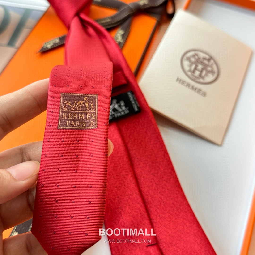 Hermes Men's Tie Silk Twill Black 에르메스 남성 넥타이 실크 트윌 블랙 10