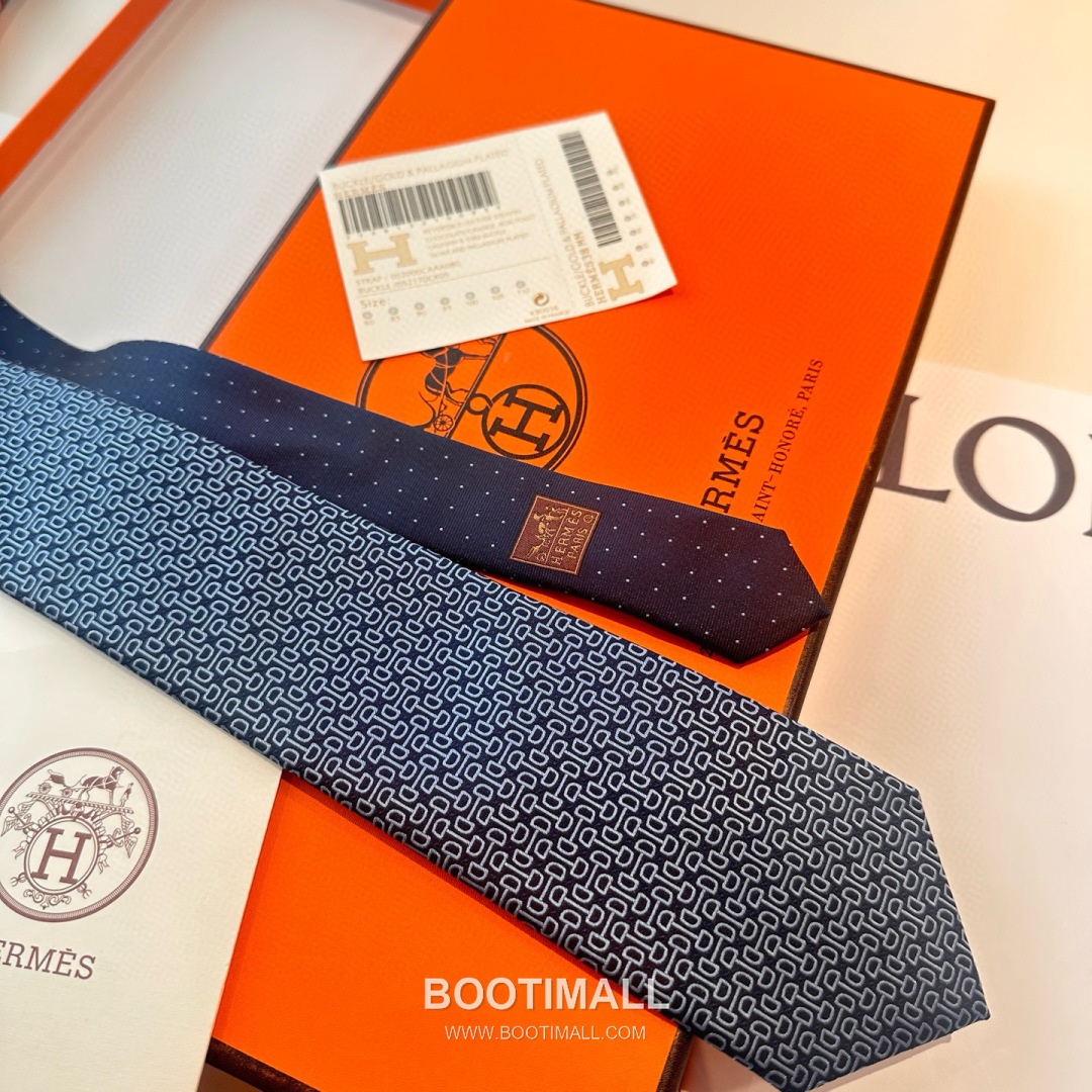 Hermes Men's Tie Silk Twill Black 에르메스 남성 넥타이 실크 트윌 블랙 4