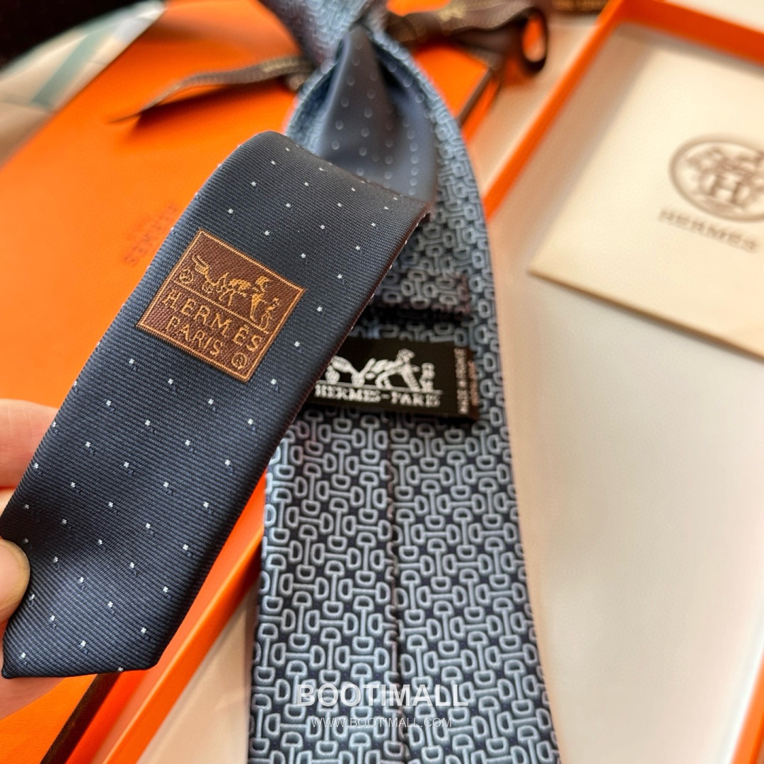 Hermes Men's Tie Silk Twill Black 에르메스 남성 넥타이 실크 트윌 블랙 11