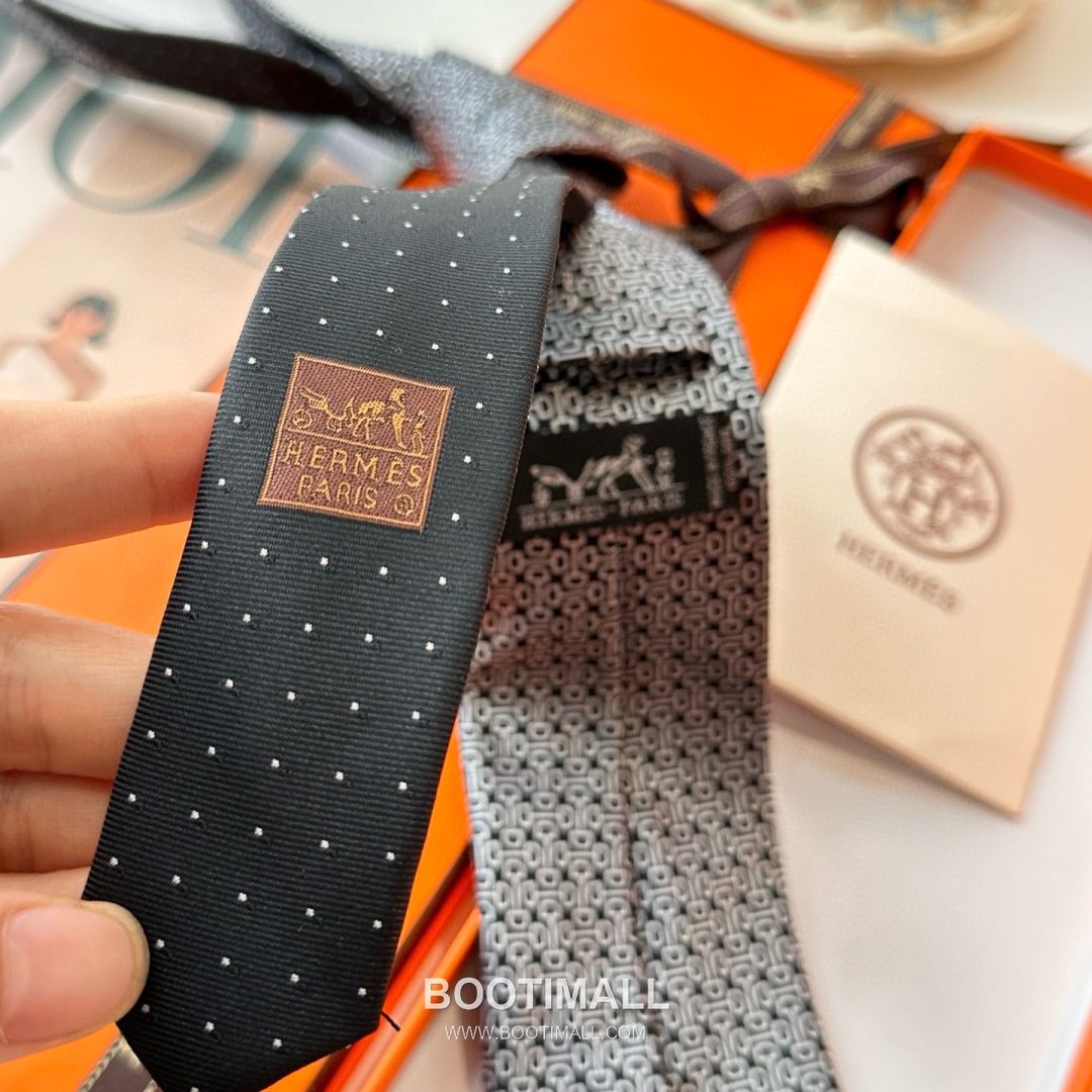 Hermes Men's Tie Silk Twill Black 에르메스 남성 넥타이 실크 트윌 블랙 10