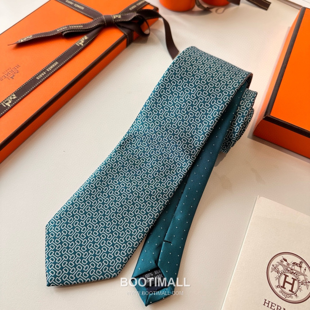 Hermes Men's Tie Silk Twill Black 에르메스 남성 넥타이 실크 트윌 블랙 8