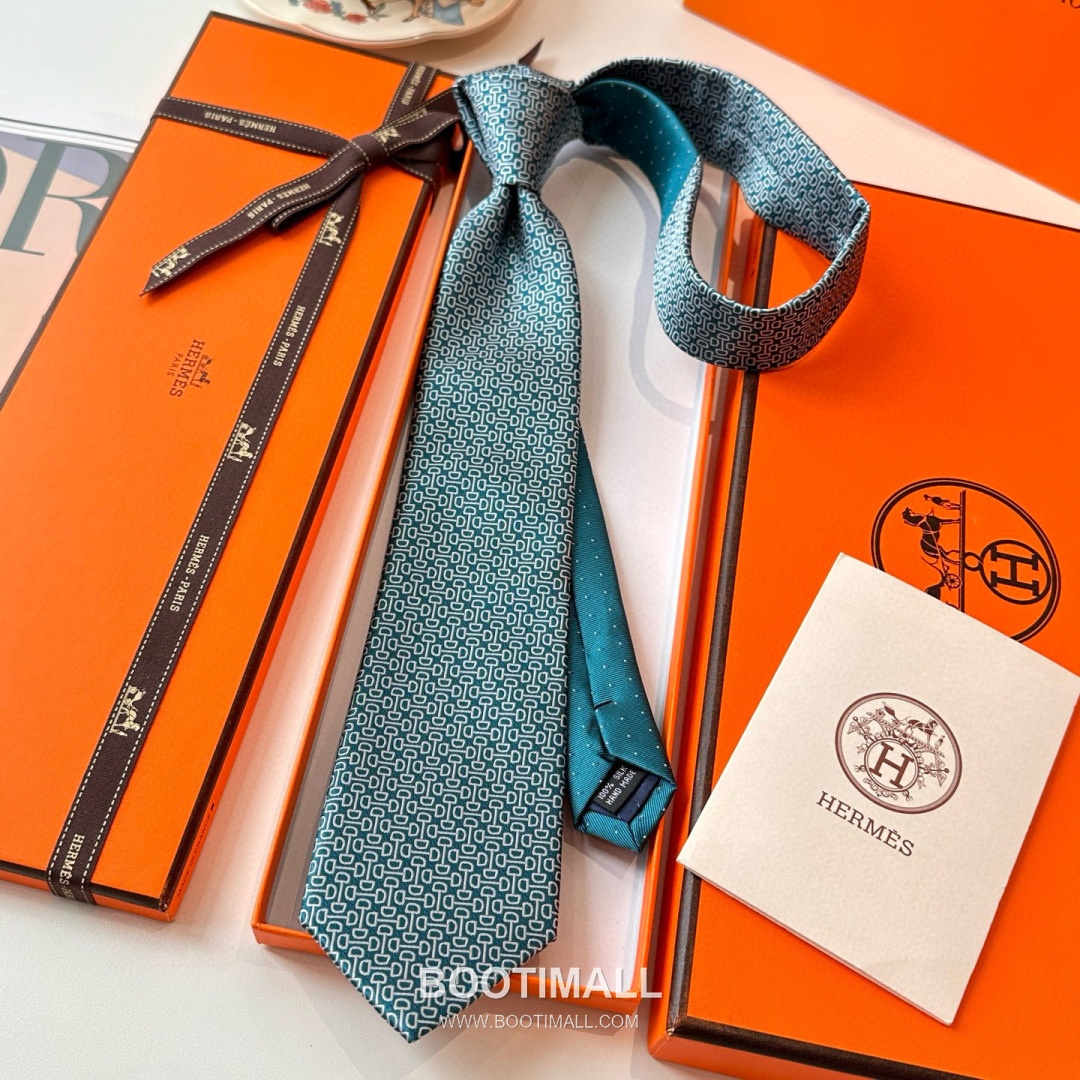 Hermes Men's Tie Silk Twill Black 에르메스 남성 넥타이 실크 트윌 블랙 9