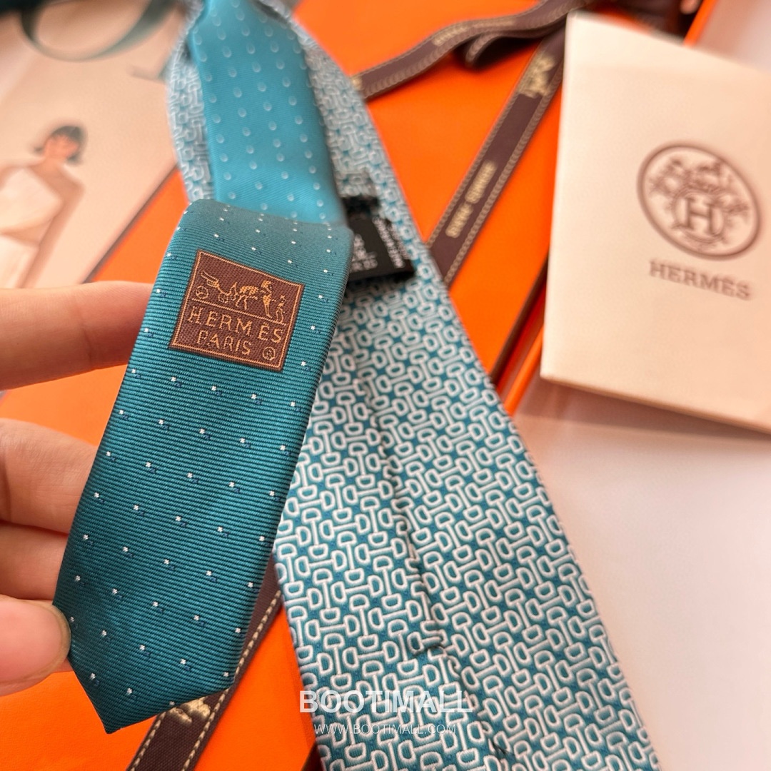 Hermes Men's Tie Silk Twill Black 에르메스 남성 넥타이 실크 트윌 블랙 12