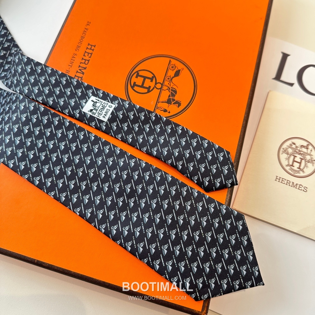 Hermes Printed Tie Silk Twill Multicolor 에르메스 프린트 넥타이 실크 트윌 멀티컬러 6
