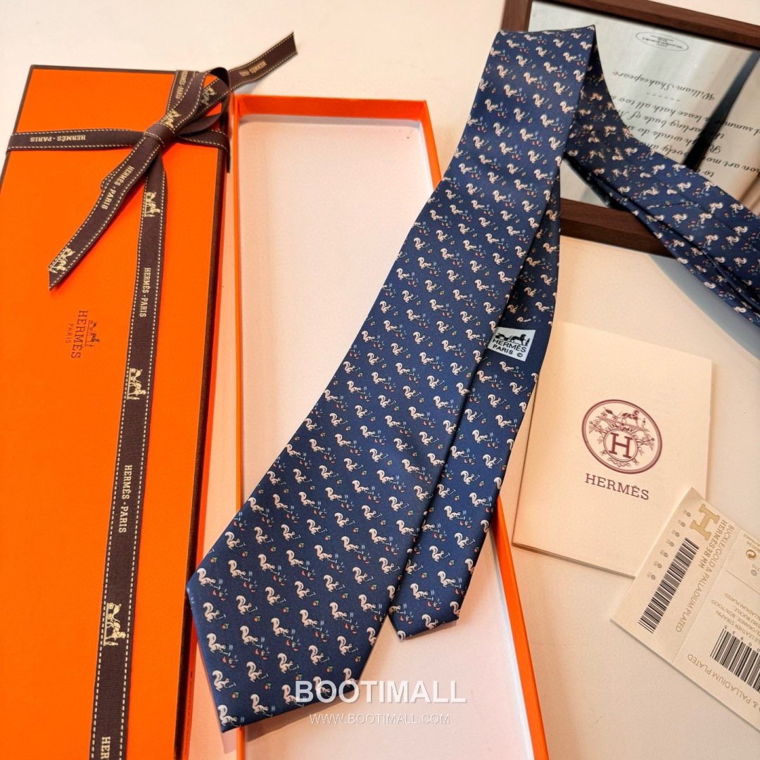 Hermes Handmade Twill Tie Silk Multicolor 에르메스 핸드메이드 트윌 넥타이 실크 멀티컬러 7cm 6