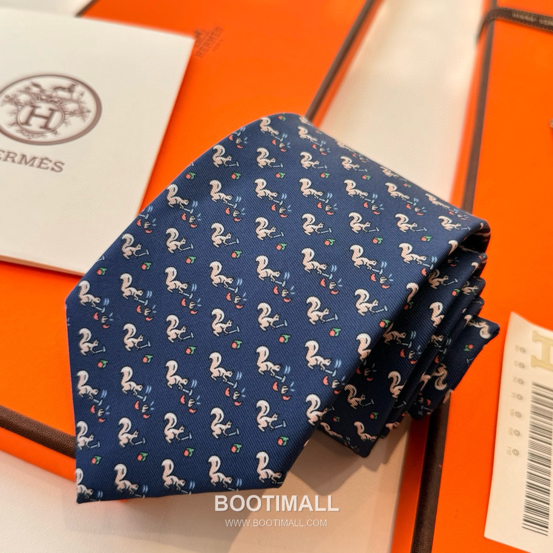Hermes Handmade Twill Tie Silk Multicolor 에르메스 핸드메이드 트윌 넥타이 실크 멀티컬러 7cm 10