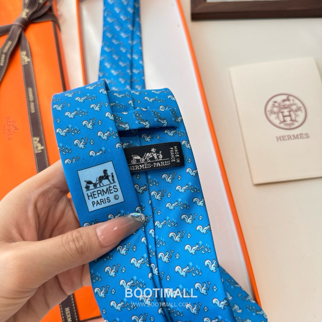Hermes Handmade Twill Tie Silk Multicolor 에르메스 핸드메이드 트윌 넥타이 실크 멀티컬러 7cm 6