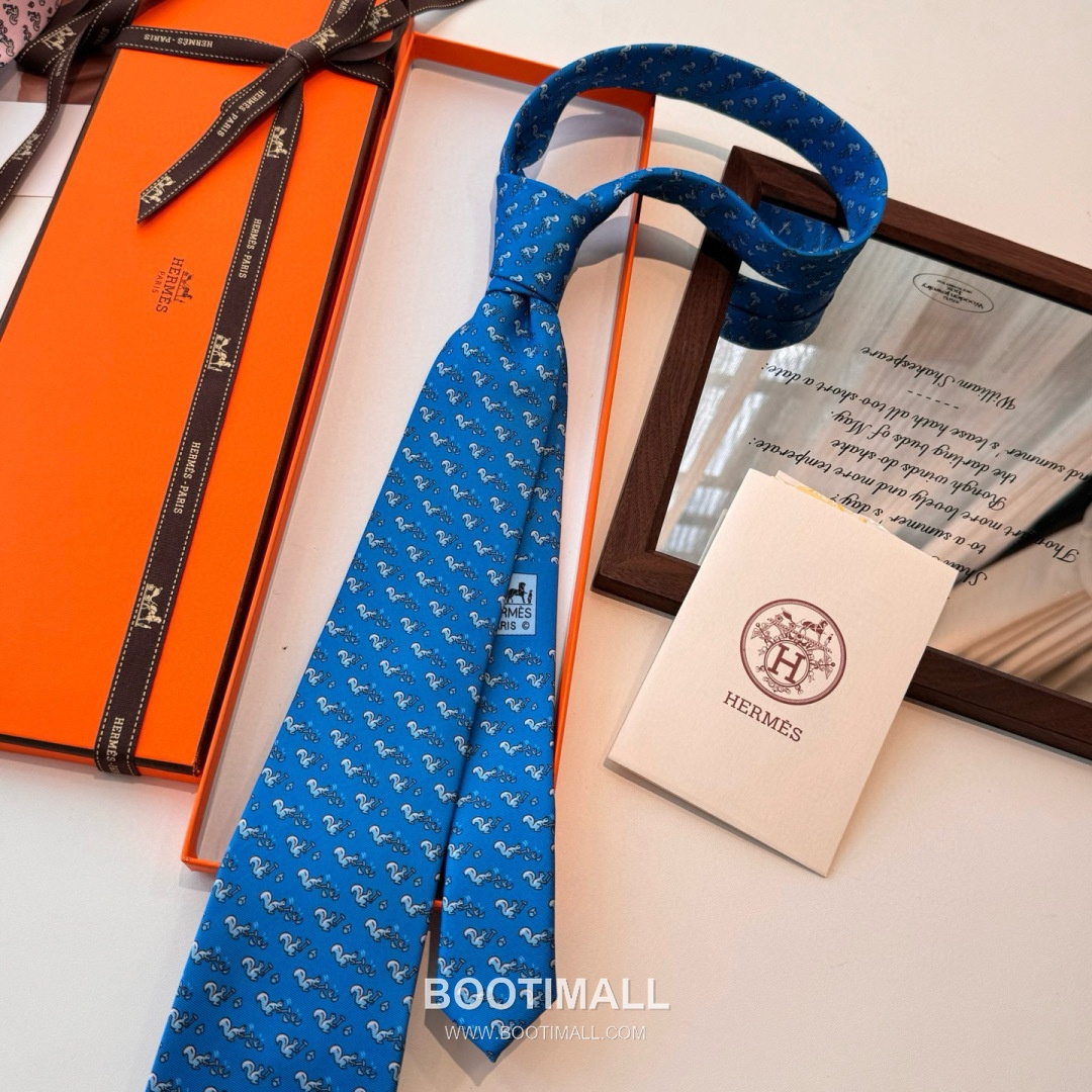 Hermes Handmade Twill Tie Silk Multicolor 에르메스 핸드메이드 트윌 넥타이 실크 멀티컬러 7cm 9