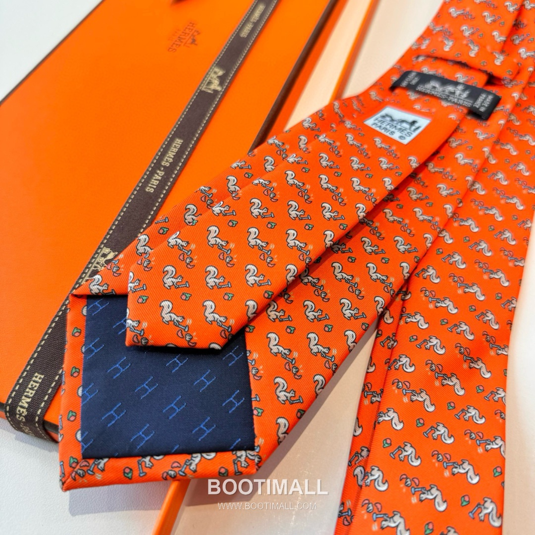 Hermes Handmade Twill Tie Silk Multicolor 에르메스 핸드메이드 트윌 넥타이 실크 멀티컬러 7cm 4