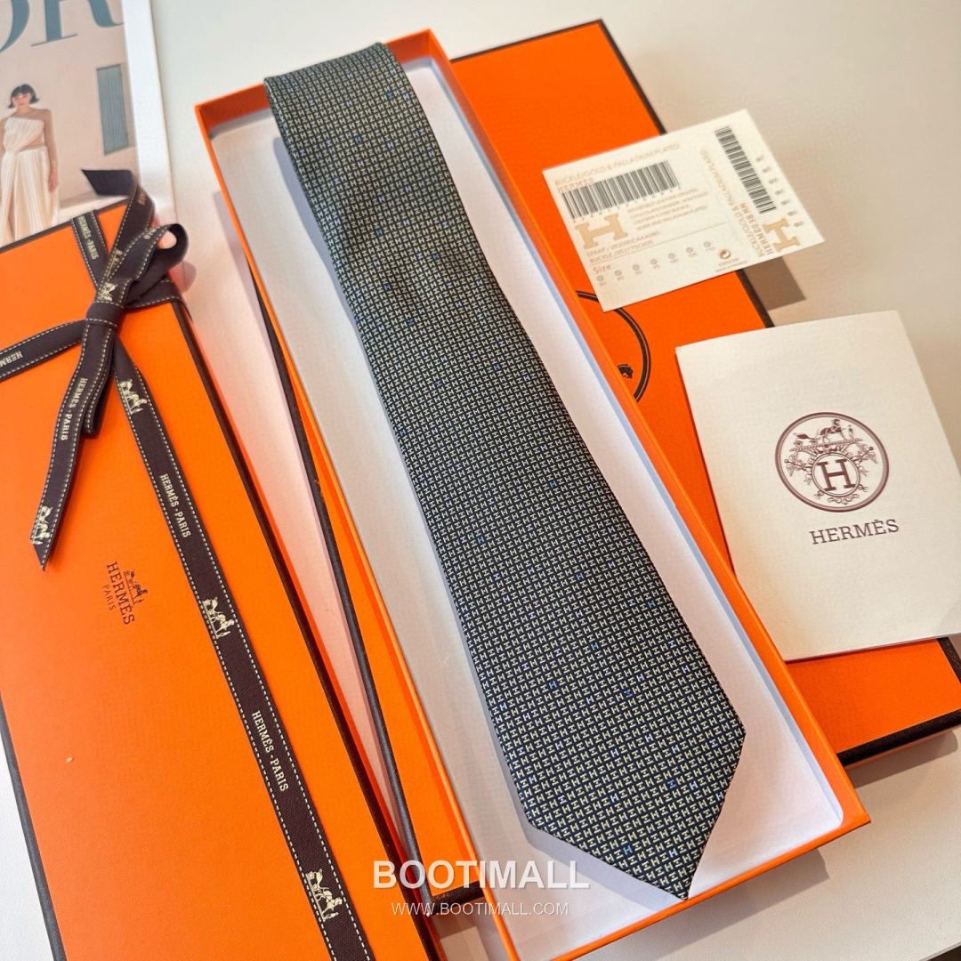Hermes Philippe Mouquet Tie Silk Black 에르메스 필리프 무케 넥타이 실크 블랙 7cm 4