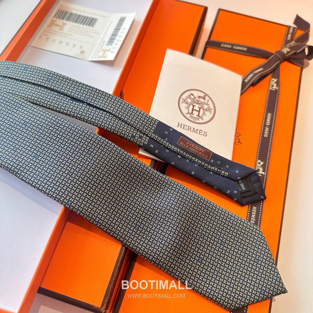 Hermes Philippe Mouquet Tie Silk Black 에르메스 필리프 무케 넥타이 실크 블랙 7cm 7